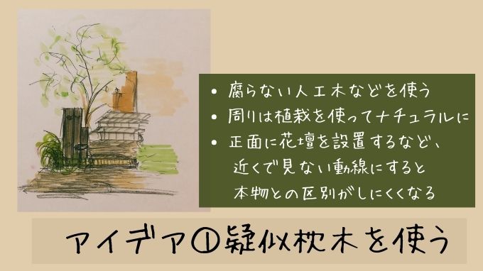 枕木の代わりになる門柱アイデア①疑似枕木を使う