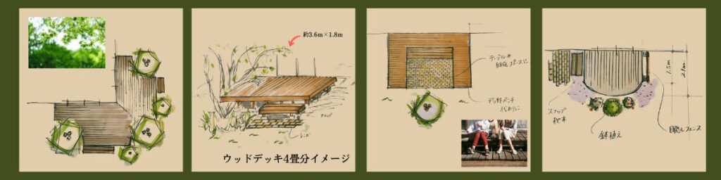 庭のレイアウトアイデア集｜ウッドデッキ